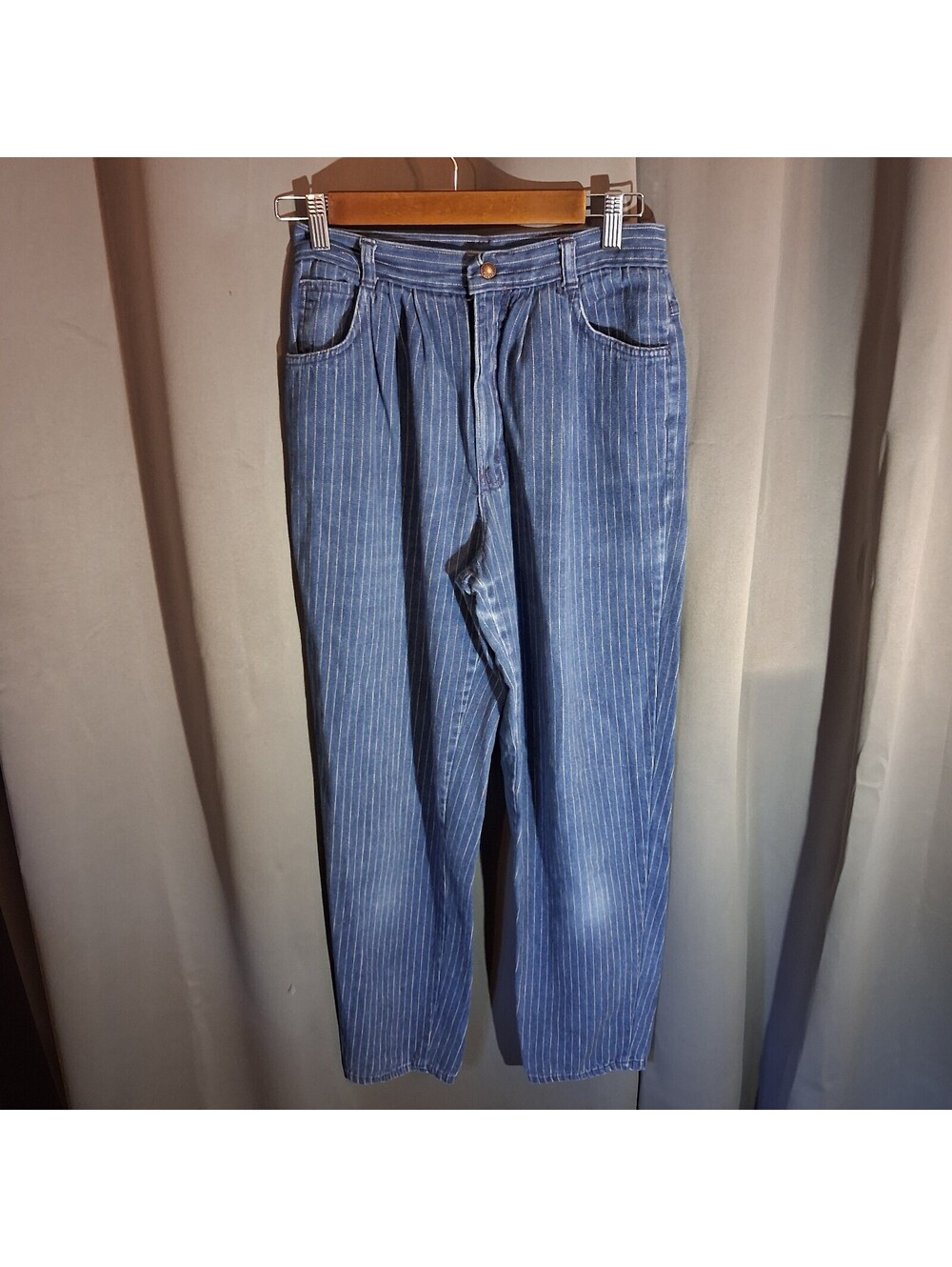 Prairie Rose Blue Pinstripe Denim Jeans Size 28 Waist